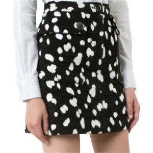 Adam Lippes Black White Spotted Pattern Jacquard Mini Skirt